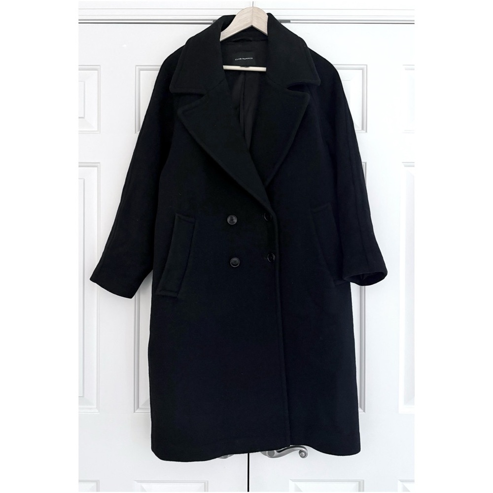 Club Monaco Wool Blend Oversized Black Peacoat – Size S